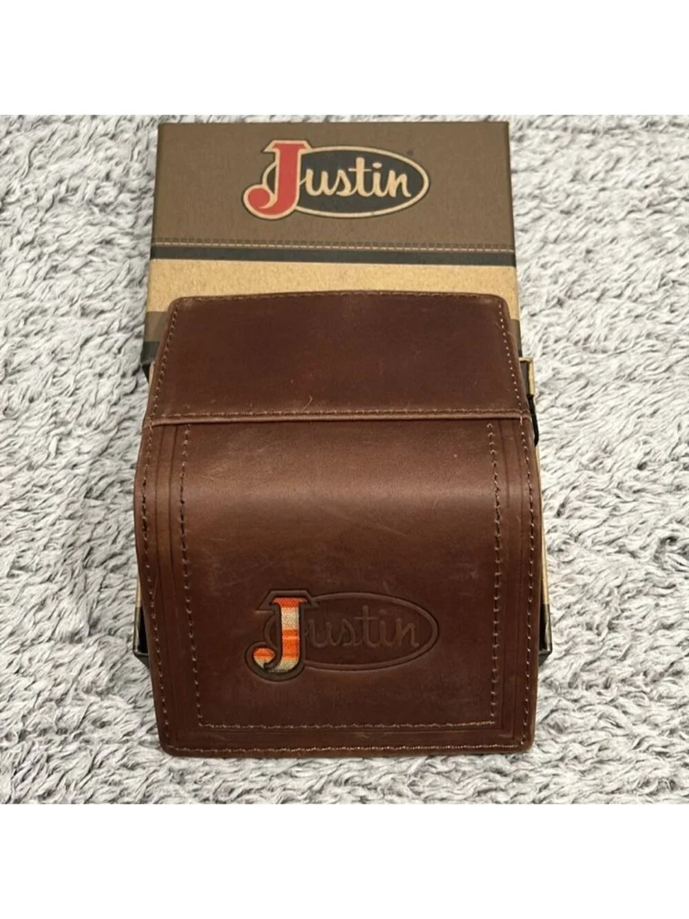 Justin Boots genuine leather CARD WALLET with Gusset men's new in box